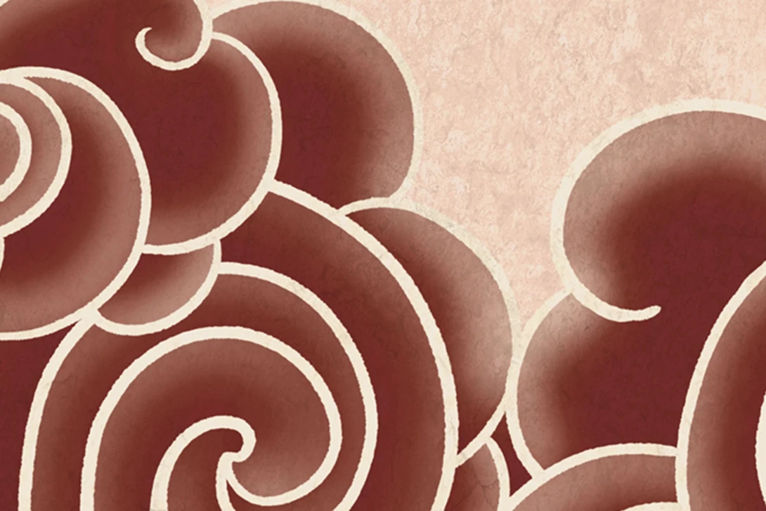 Rebel Walls R21321 Sophisticated Luxe Kumo Red - mural w orientalne chmury