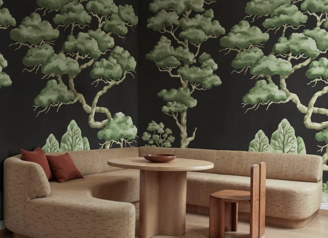 Rebel Walls R21330 Sophisticated Luxe Poetic Trees Black - mural w drzewa