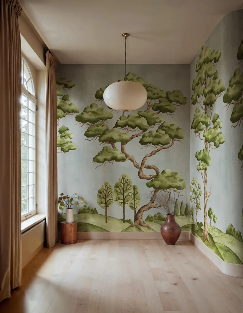 Rebel Walls R21331 Sophisticated Luxe Poetic Trees Light Blue - mural w drzewa