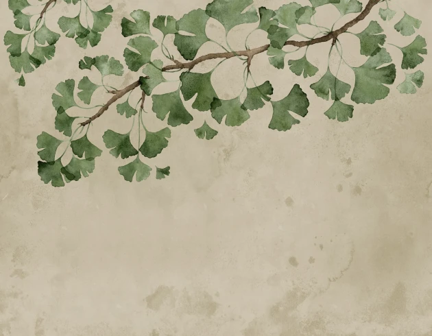 Rebel Walls R21344 Sophisticated Luxe Maidenhair Tree Green - mural w gałąź miłorzębu