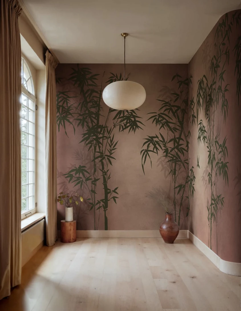 Rebel Walls R21347 Sophisticated Luxe Bambusa Red - mural w bambusy