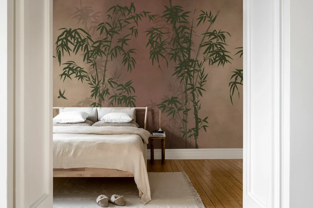 Rebel Walls R21347 Sophisticated Luxe Bambusa Red - mural w bambusy