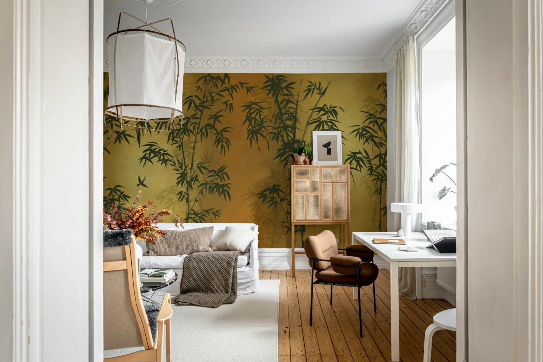 Rebel Walls R21350 Sophisticated Luxe Bambusa Gold - mural w bambusy