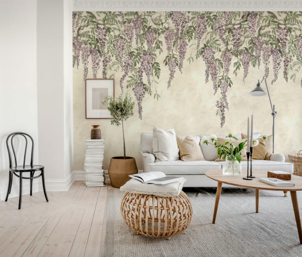 Rebel Walls R21982 Sophisticated Luxe Whispers Wisteria Purple - mural w kaskadę wisterii