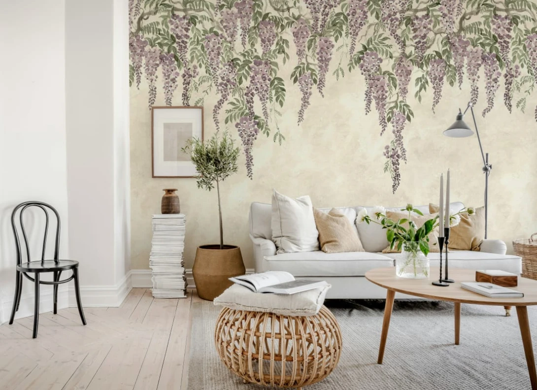 Rebel Walls R21982 Sophisticated Luxe Whispers Wisteria Purple - mural w kaskadę wisterii