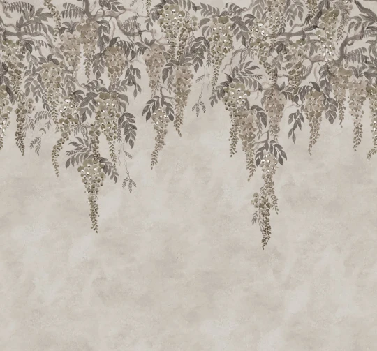 Rebel Walls R21984 Sophisticated Luxe Whispers Wisteria Gray - mural w kaskadę wisterii
