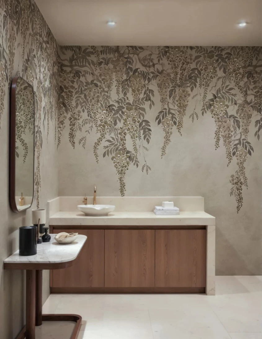 Rebel Walls R21984 Sophisticated Luxe Whispers Wisteria Gray - mural w kaskadę wisterii