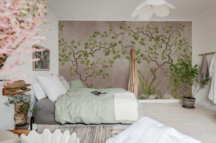 Rebel Walls R21990 Sophisticated Luxe Forest of Dreams Pink - mural w drobne drzewa