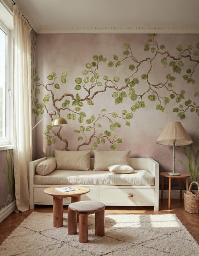 Rebel Walls R21990 Sophisticated Luxe Forest of Dreams Pink - mural w drobne drzewa