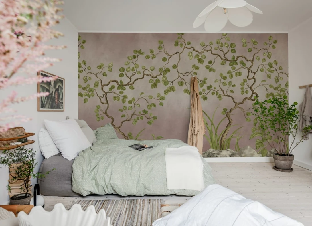 Rebel Walls R21990 Sophisticated Luxe Forest of Dreams Pink - mural w drobne drzewa