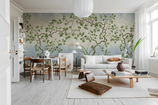 Rebel Walls R21991 Sophisticated Luxe Forest of Dreams Blue - mural w drobne drzewa