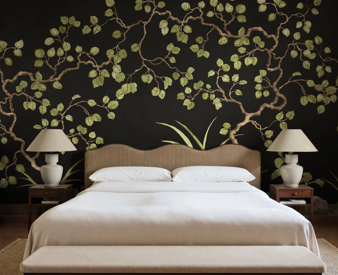 Rebel Walls R21992 Sophisticated Luxe Forest of Dreams Black - mural w drobne drzewa