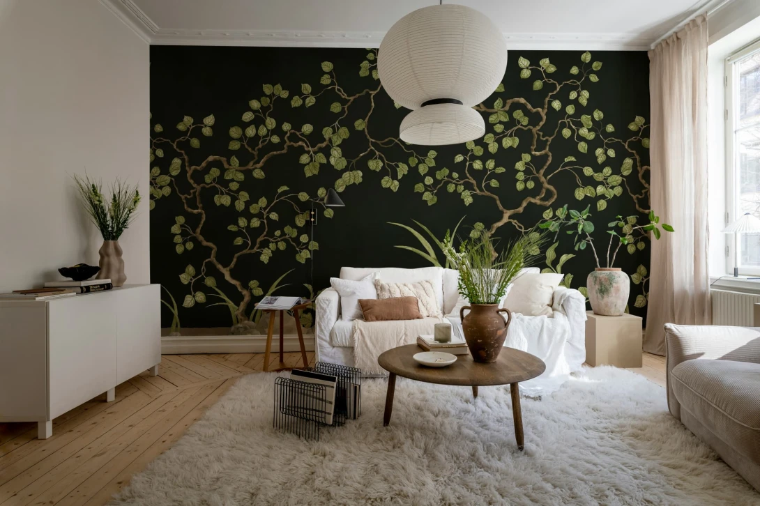 Rebel Walls R21992 Sophisticated Luxe Forest of Dreams Black - mural w drobne drzewa