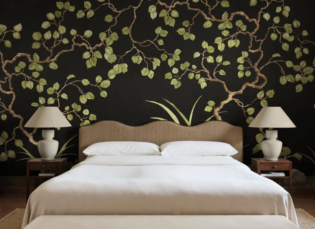 Rebel Walls R21992 Sophisticated Luxe Forest of Dreams Black - mural w drobne drzewa