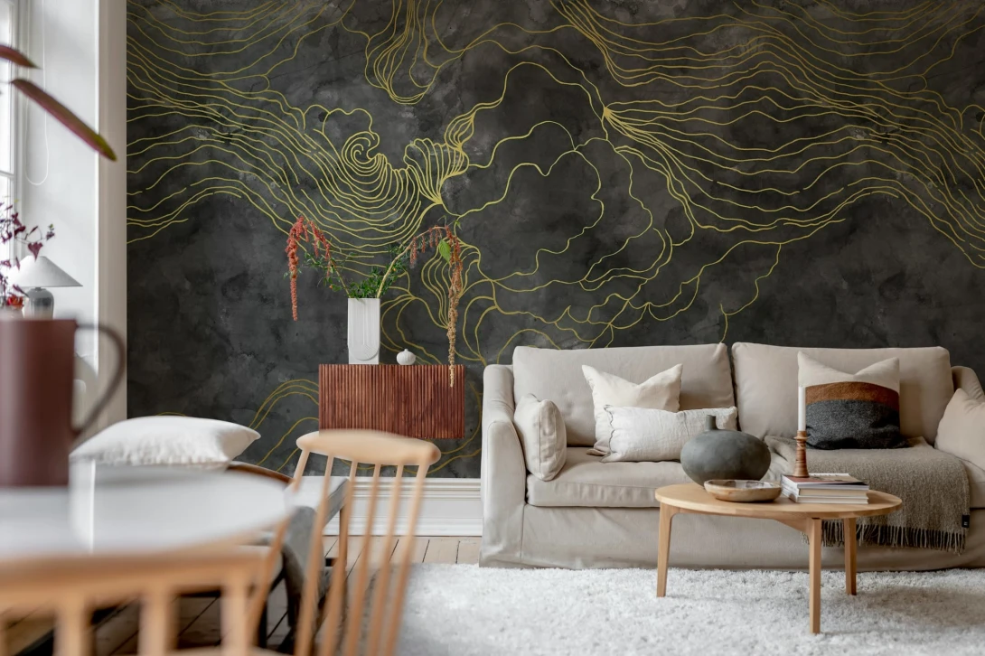 Rebel Walls R21999 Sophisticated Luxe Opulence Storm Black - mural w abstrakcyjne chmury