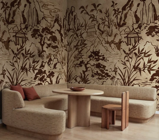 Rebel Walls R22008 Sophisticated Luxe Ink Horizon Brown - mural w orientalny krajobraz