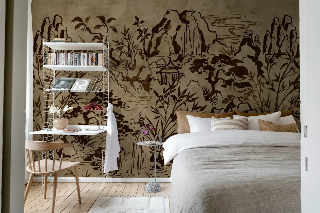 Rebel Walls R22008 Sophisticated Luxe Ink Horizon Brown - mural w orientalny krajobraz