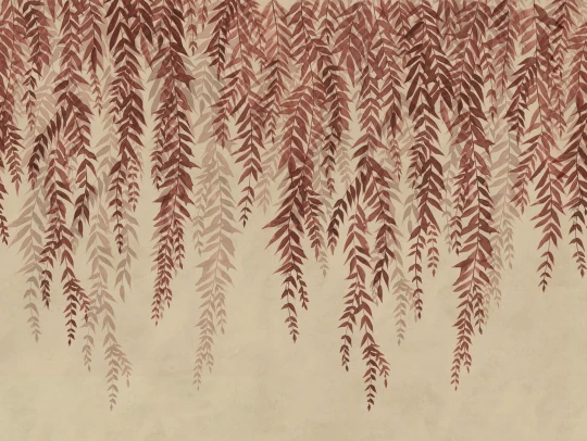 Rebel Walls R22010 Sophisticated Luxe Whispers of Bamboo Red - mural w kaskadę liści