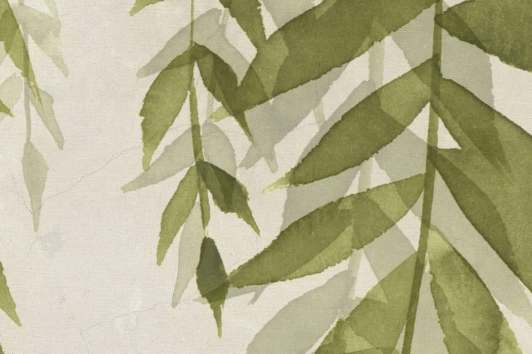 Rebel Walls R22012 Sophisticated Luxe Whispers of Bamboo Green - mural w kaskadę liści