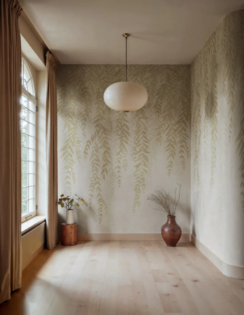 Rebel Walls R22014 Sophisticated Luxe Whispers of Bamboo Beige - mural w kaskadę liści