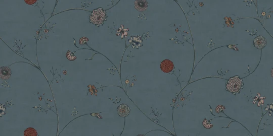 Rebel Walls R20375 Vintage Brocade Grand Flower Thread Blue - mural w pnącza kwiatów