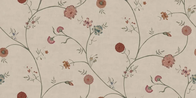 Rebel Walls R20377 Vintage Brocade Grand Flower Thread Sand - mural w pnącza kwiatów