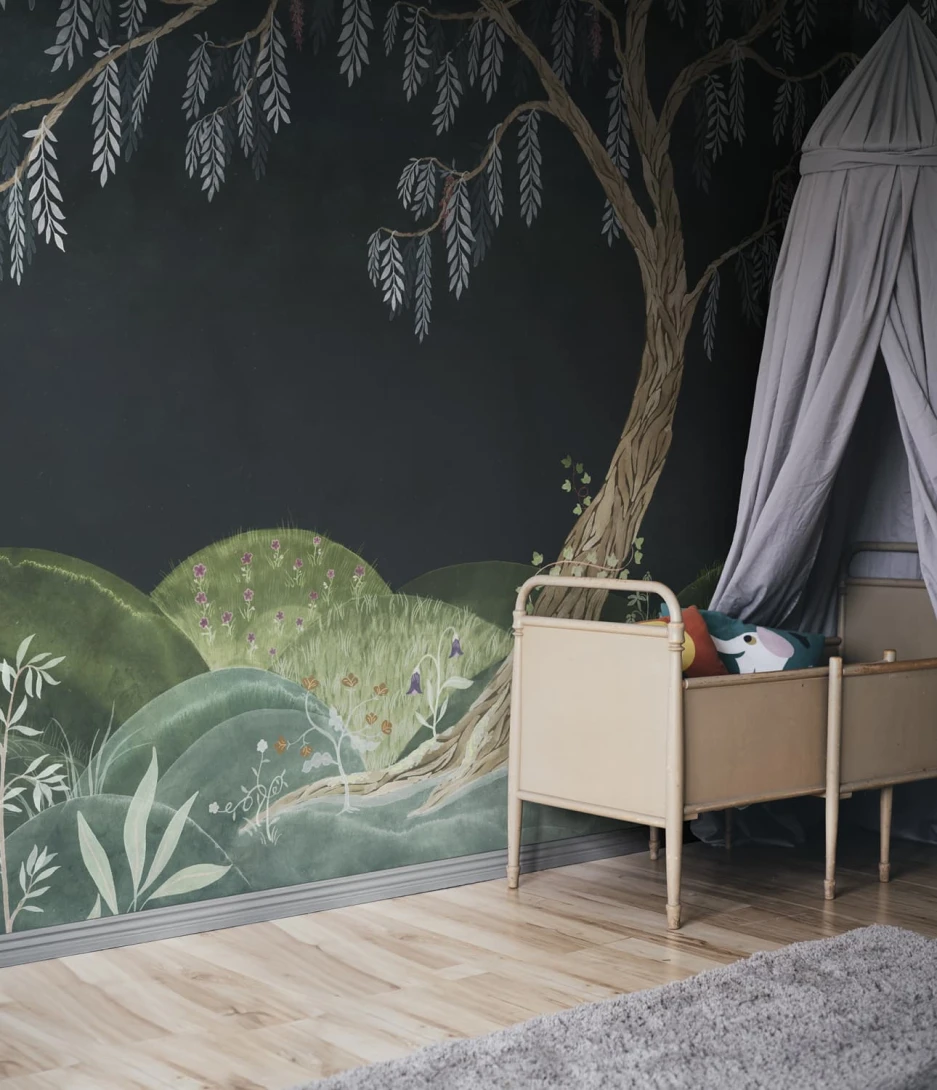 Rebel Walls R20611 Family Fun Dreamy Tree Midnight - mural dziecięcy w drzewo