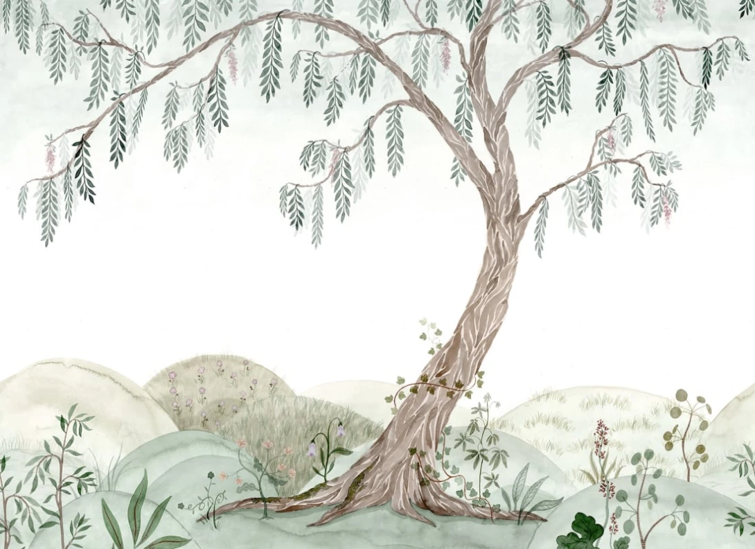 Rebel Walls R20612 Family Fun Dreamy Tree Light Green - mural dziecięcy w drzewo