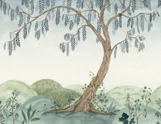 Rebel Walls R20613 Family Fun Dreamy Tree Soft Green - mural dziecięcy w drzewo