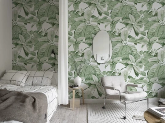 Rebel Walls R18670 Pops Chestnut White - mural w liście kasztanowca