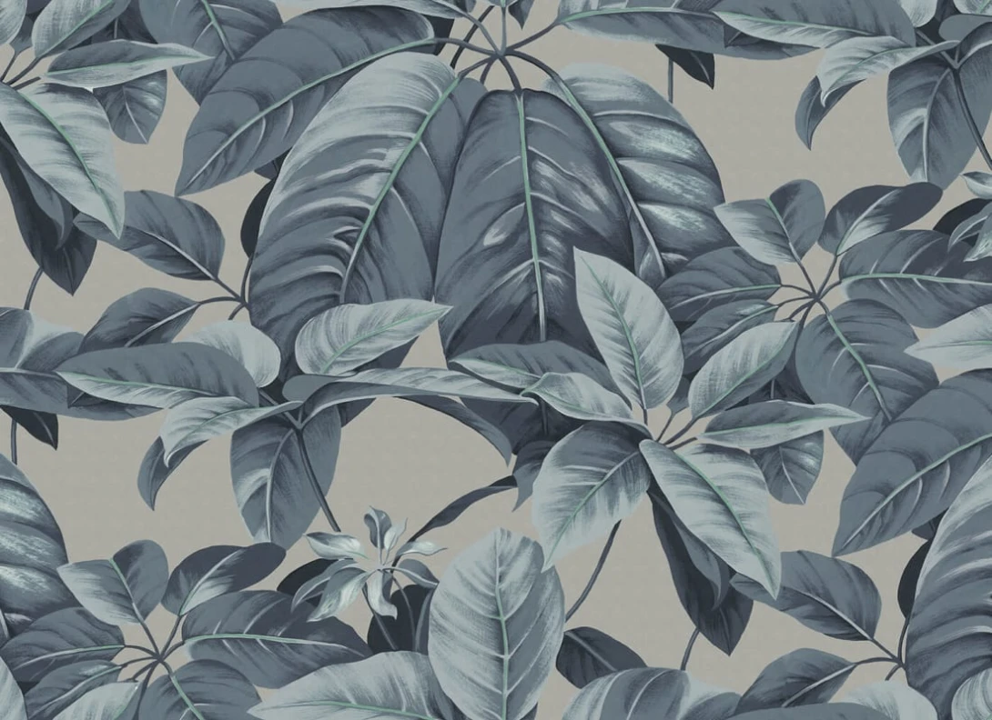 Rebel Walls R18671 Pops Chestnut Blue - mural w liście kasztanowca