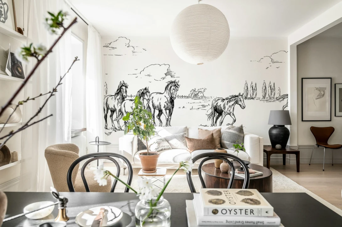 Rebel Walls R18903 Pops Horses Herd Grand Black - mural w konie