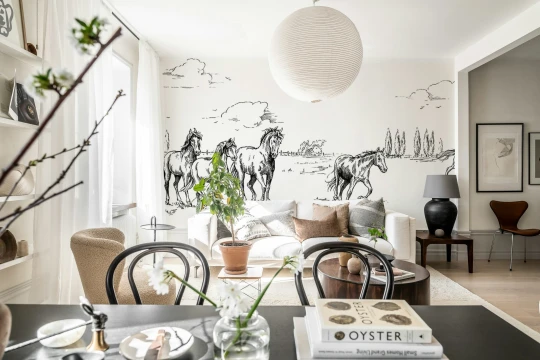 Rebel Walls R18903 Pops Horses Herd Grand Black - mural w konie