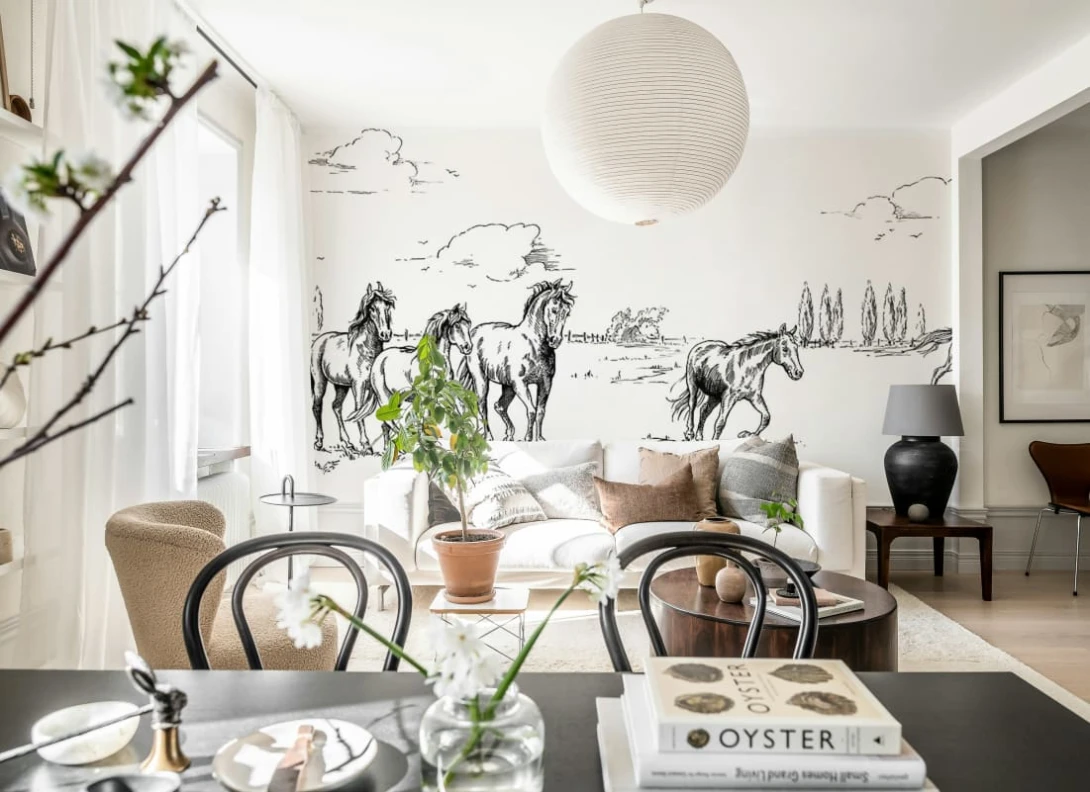 Rebel Walls R18903 Pops Horses Herd Grand Black - mural w konie