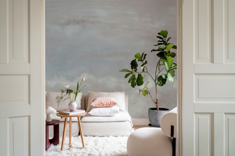 Rebel Walls R18914 Pops Heavenly Clouds Dusty Pink - mural w niebo i chmury
