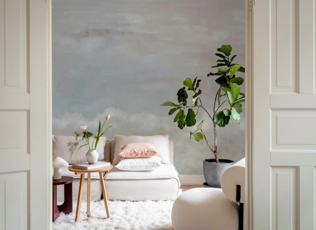 Rebel Walls R18914 Pops Heavenly Clouds Dusty Pink - mural w niebo i chmury