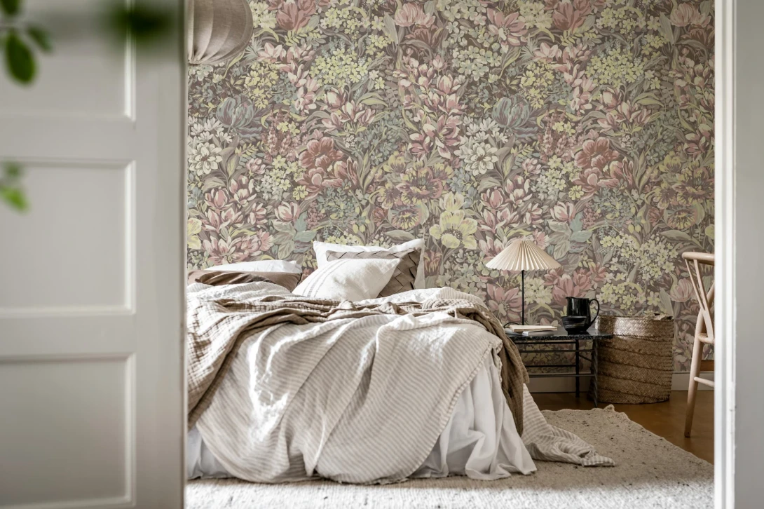 Rebel Walls R18924 Pops Floral Garden Pink - mural w kwiaty