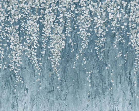 Rebel Walls R18935 Pops Draped Blossoms Dark Blue - mural w kaskady kwiatów
