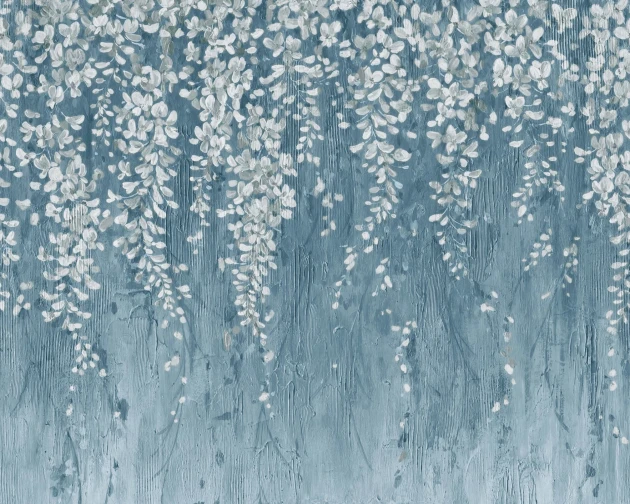 Rebel Walls R18935 Pops Draped Blossoms Dark Blue - mural w kaskady kwiatów