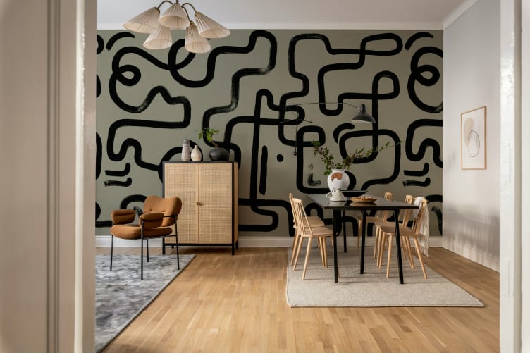 Rebel Walls R18939 Pops Artzy Path Gray - mural w abstrakcyjne linie