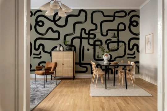 Rebel Walls R18939 Pops Artzy Path Gray - mural w abstrakcyjne linie