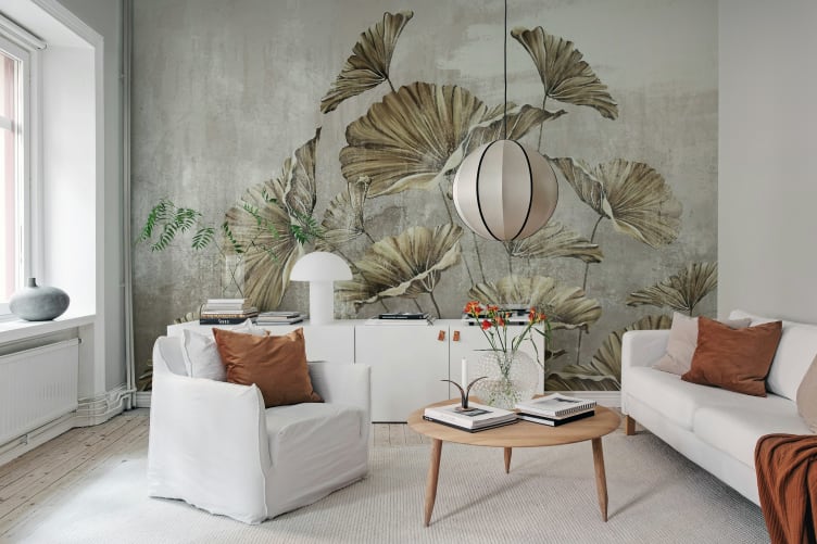 Rebel Walls R18942 Pops Flower Petals Vintage - mural w liście miłorzębu