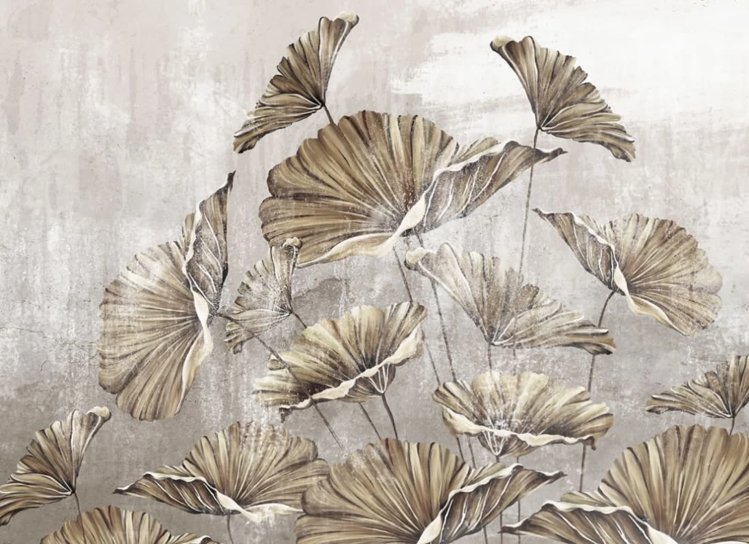 Rebel Walls R18942 Pops Flower Petals Vintage - mural w liście miłorzębu