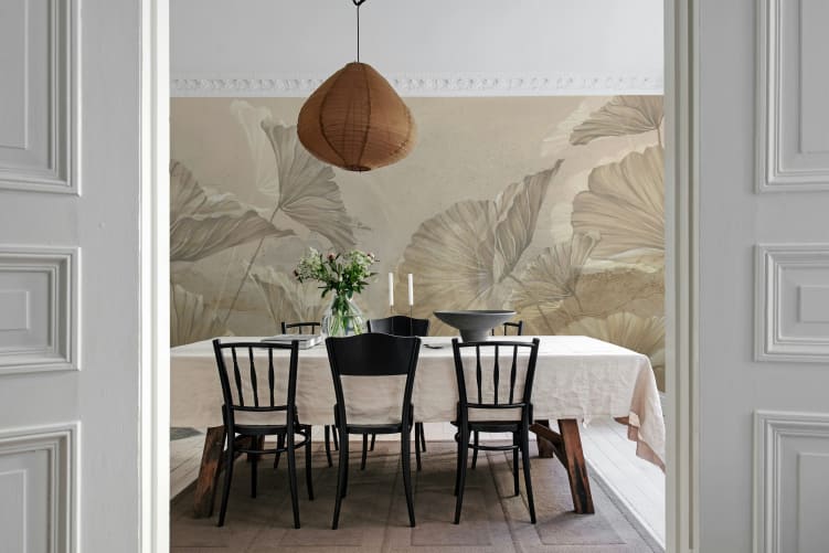 Rebel Walls R18943 Pops Shadow Leaf Beige - mural w liście miłorzębu