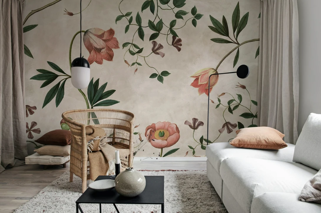 Rebel Walls R18949 Pops Romantic Garden Pink - mural w kwiaty