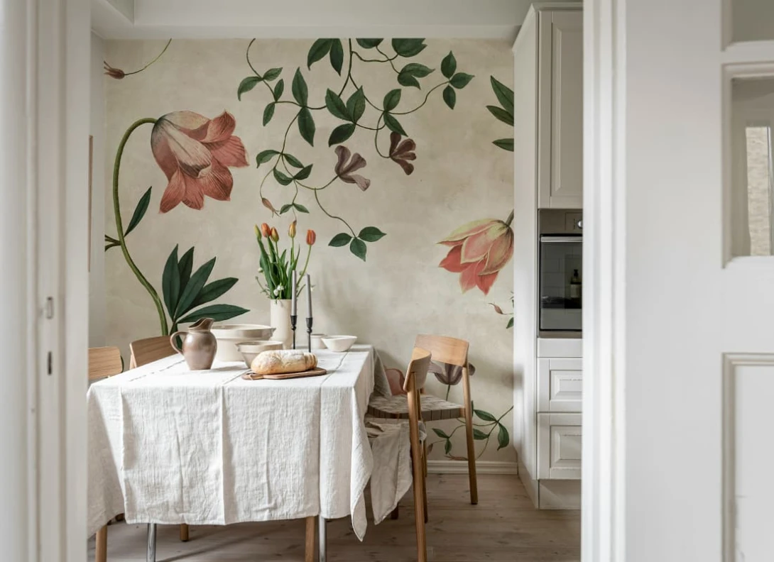 Rebel Walls R18949 Pops Romantic Garden Pink - mural w kwiaty