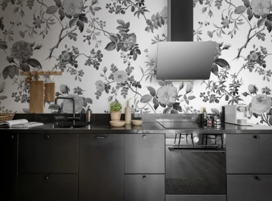 Rebel Walls R19449 Pops Thorn Rose Graphite - mural w róże