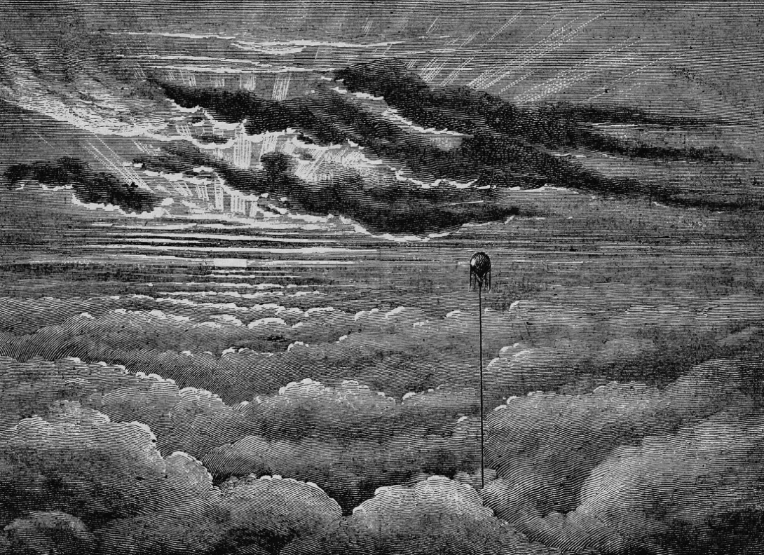 Rebel Walls R19494 Pops Balloon in the Sky Graphite - mural dziecięcy w niebo i balon
