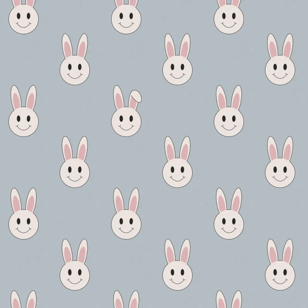 Rebel Walls R19555 Pops Year of the Rabbit Smiley Light Blue - mural dziecięcy w uśmiechnięte króliczki