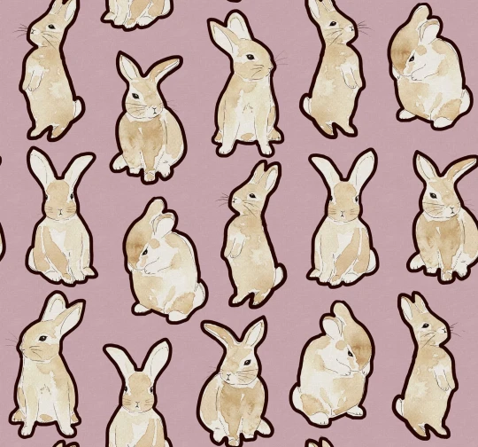 Rebel Walls R19557 Pops Year of the Bunny Lilac - mural dziecięcy w króliczki
